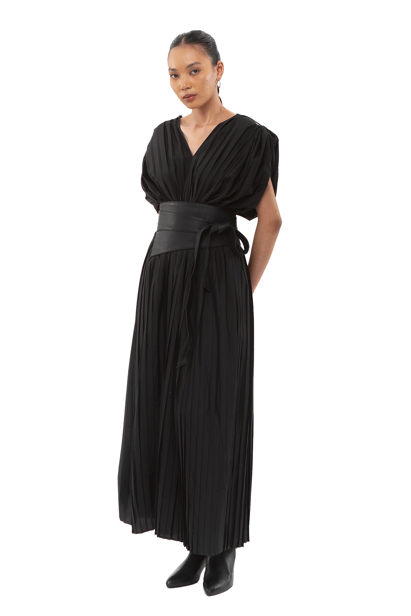 Chambor Pleated Maxi Dress