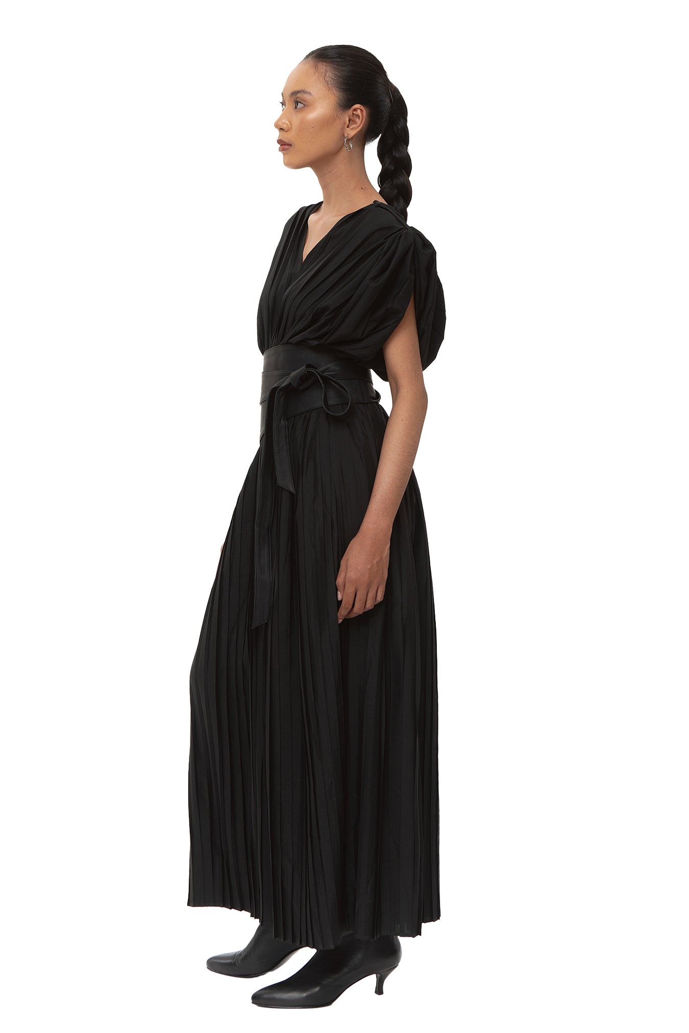 Chambor Pleated Maxi Dress