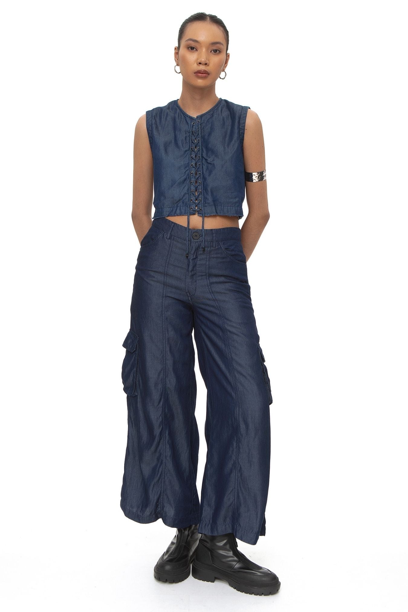 Tapa Lyocell Denim Crop Top