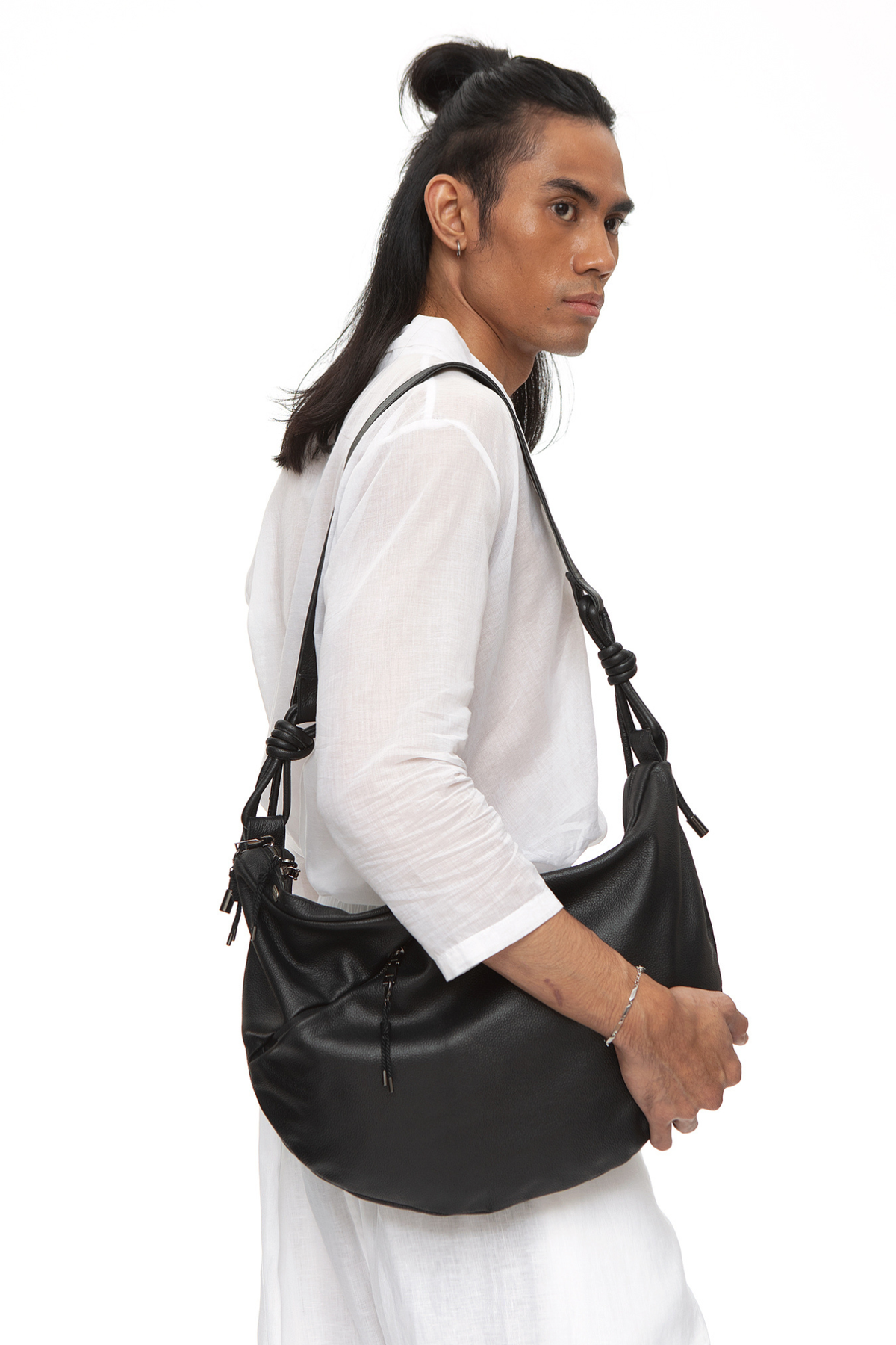 Metropolis Hobo Leather Bag — Black