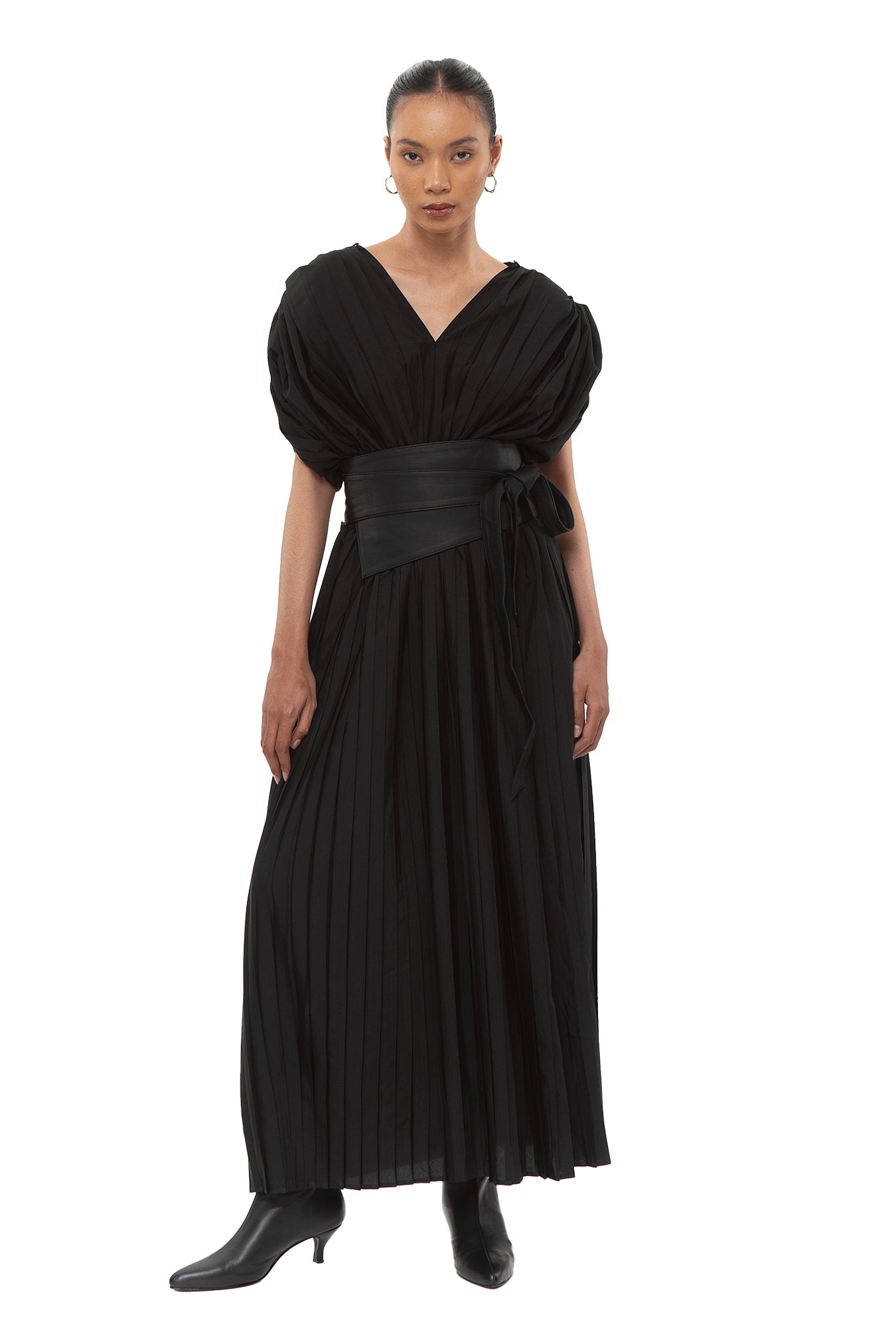 Chambor Pleated Maxi Dress