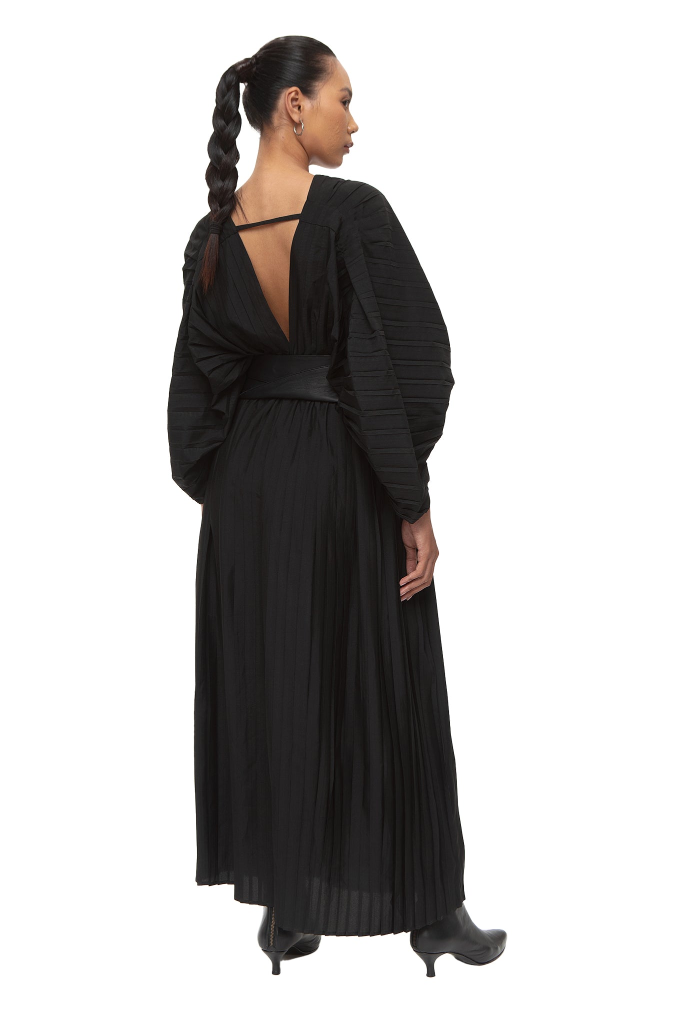Chambor Pleated Maxi Dress