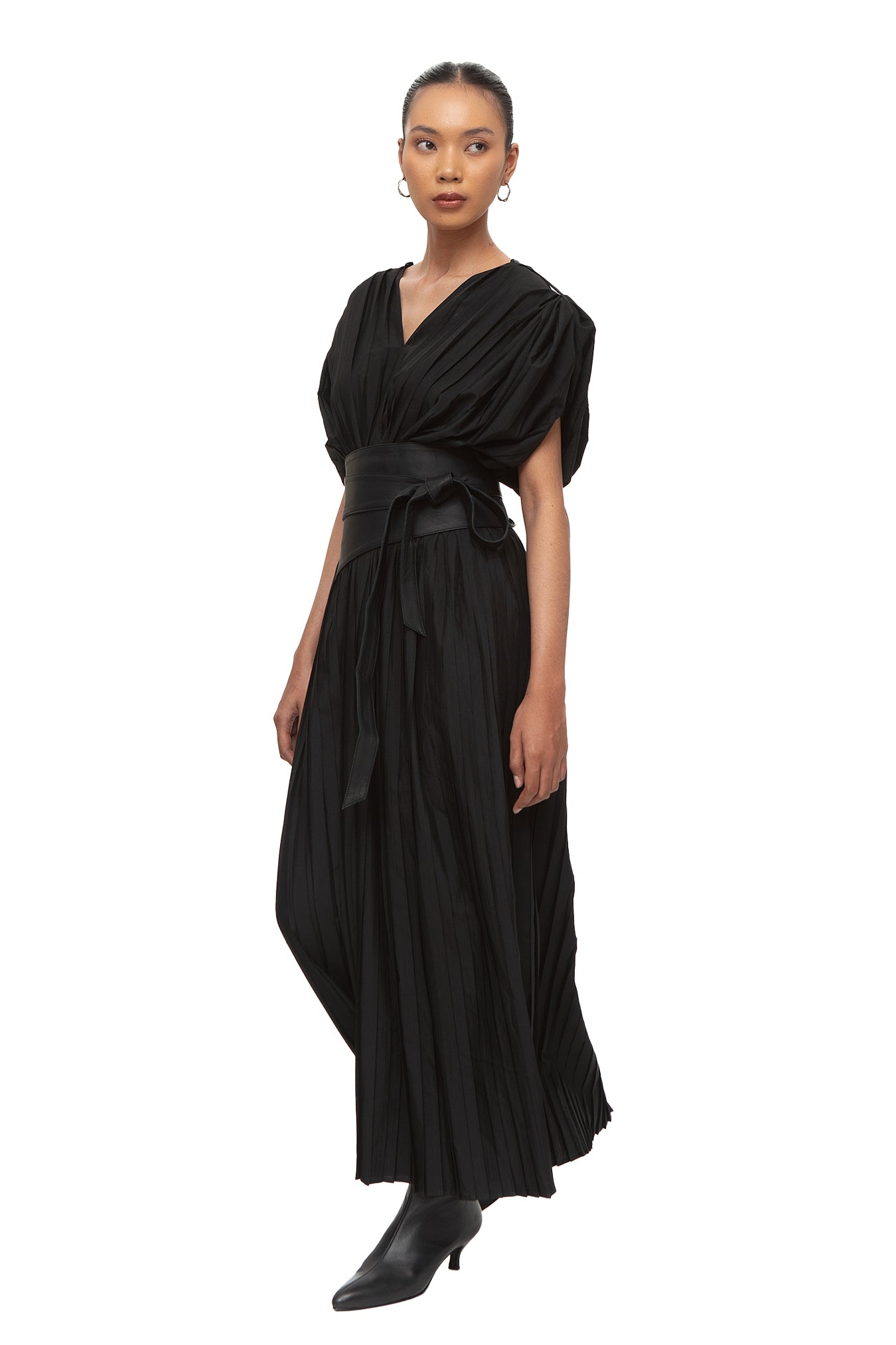 Chambor Pleated Maxi Dress
