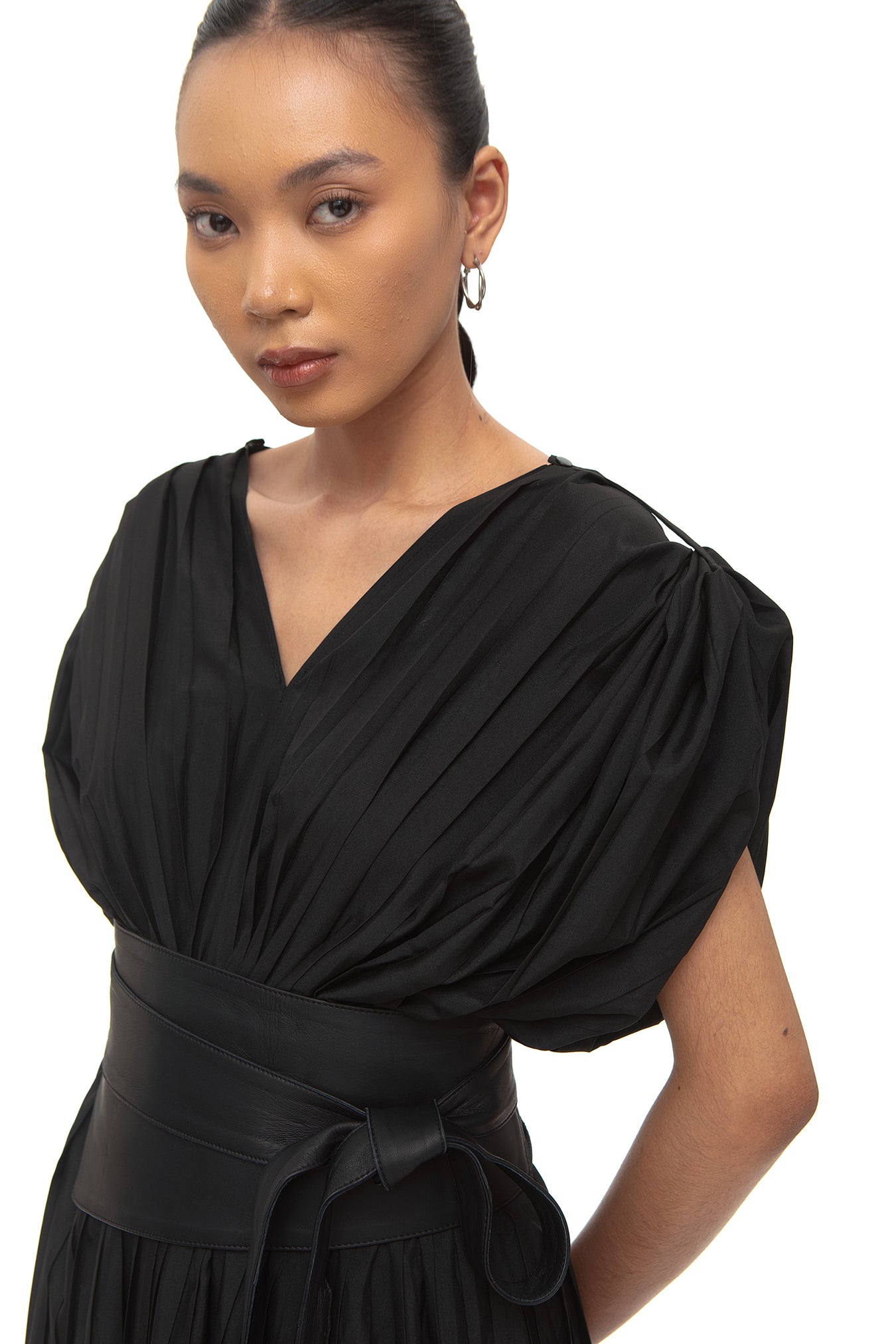 Chambor Pleated Maxi Dress