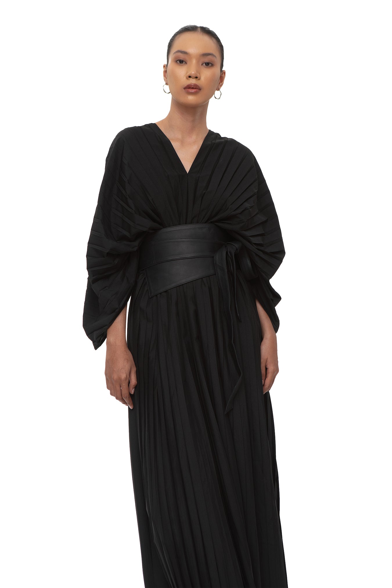 Chambor Pleated Maxi Dress