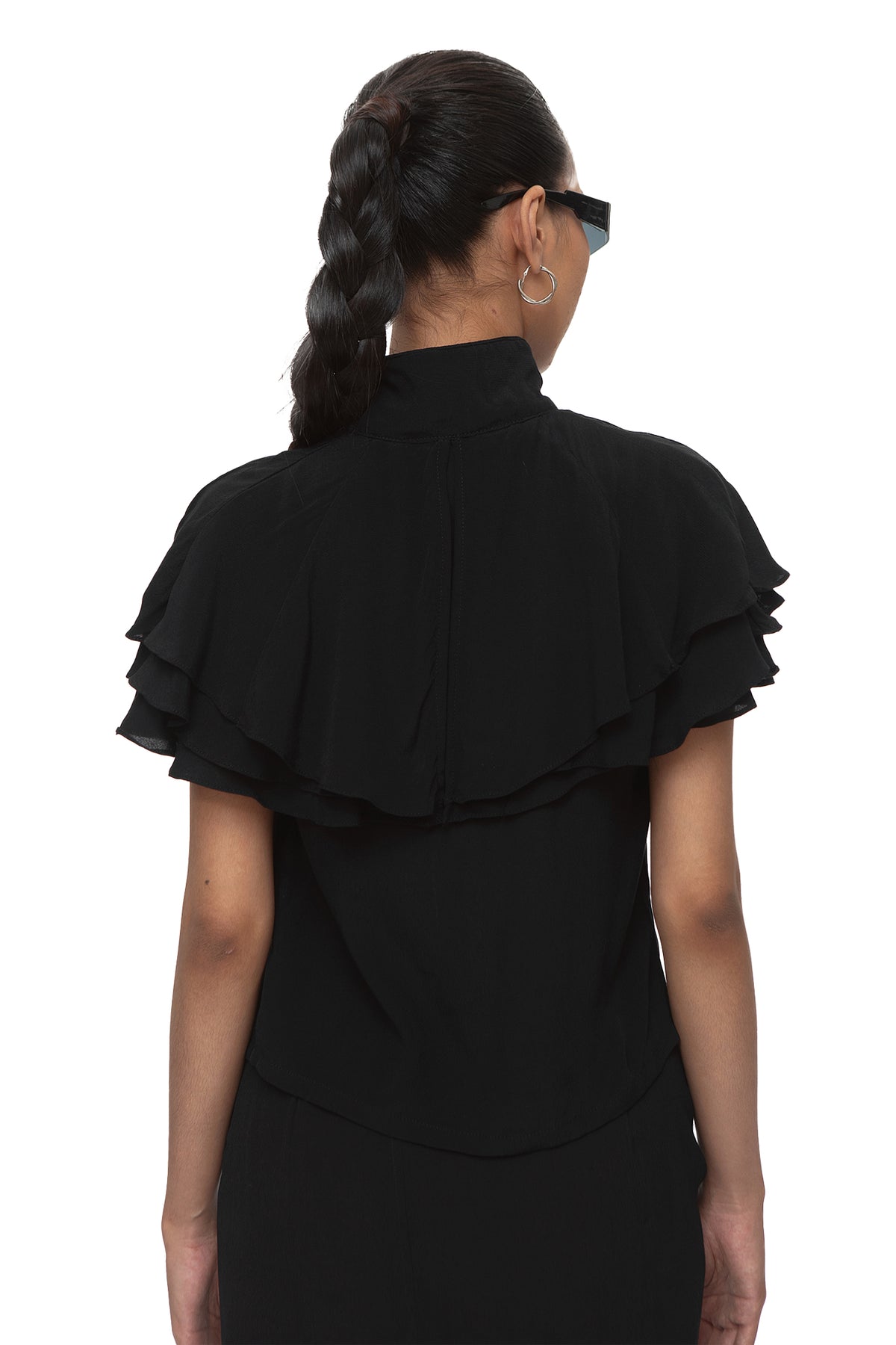 Amosis Ruffle Zip Top — Black