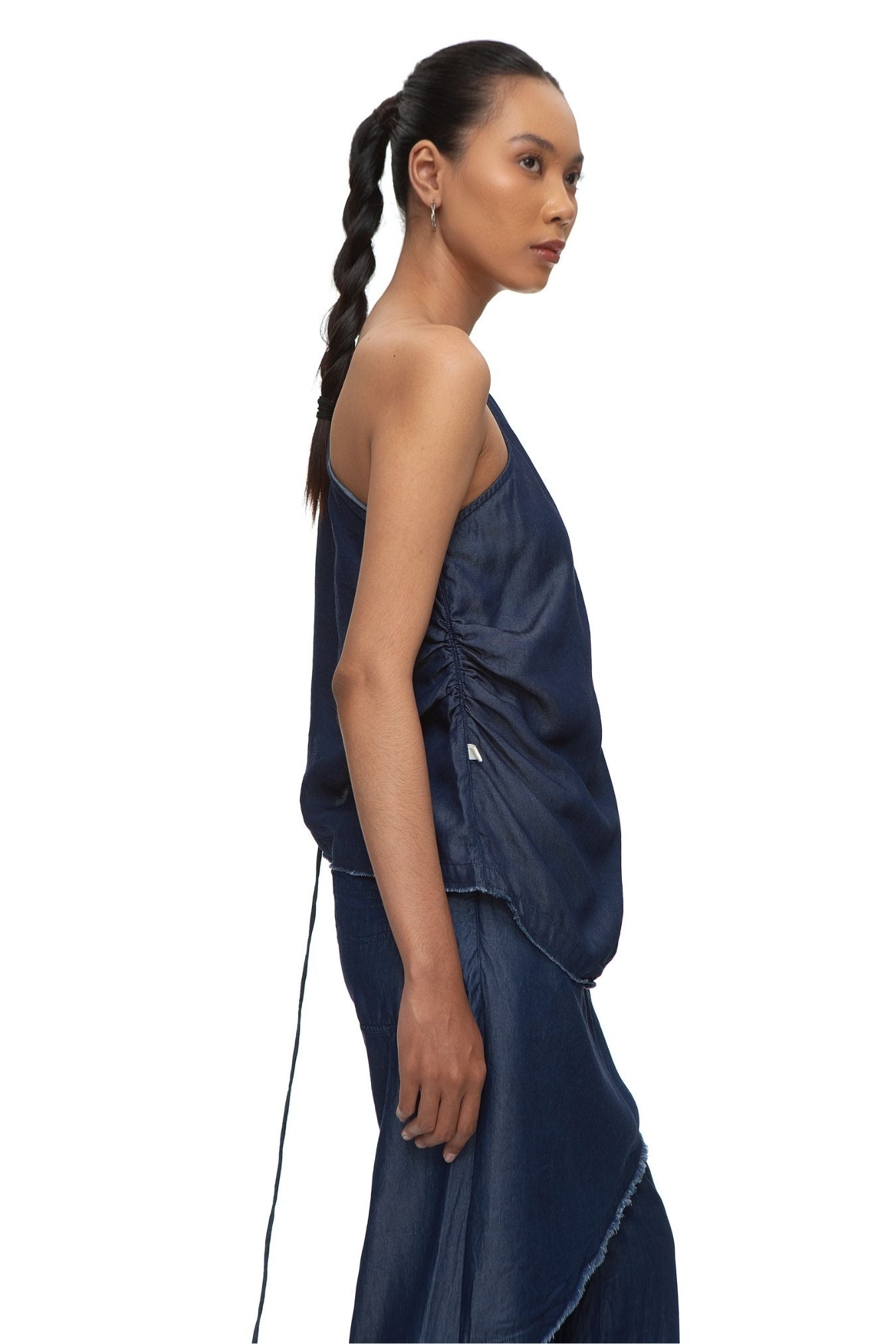 Daklar Lyocell Denim Asymmetric Top