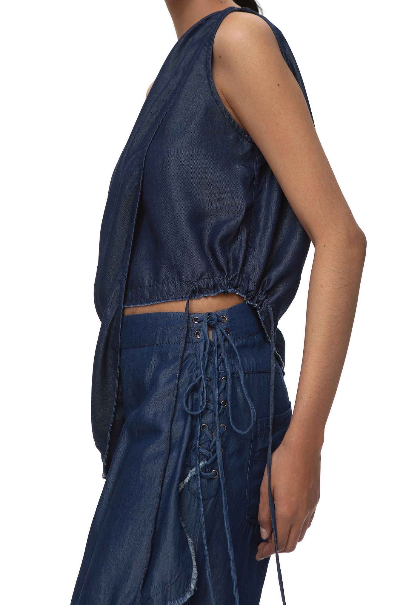 Daklar Lyocell Denim Asymmetric Top