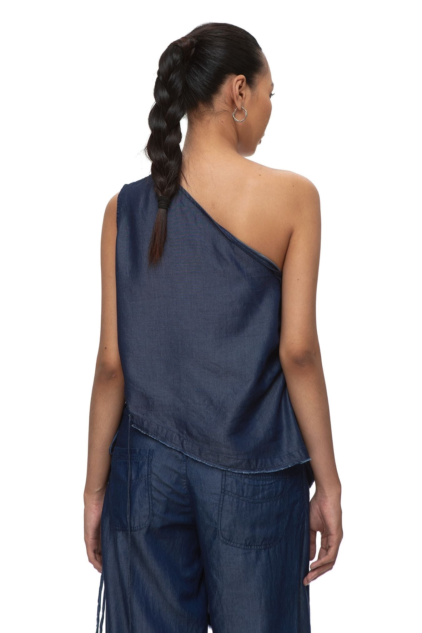 Daklar Lyocell Denim Asymmetric Top