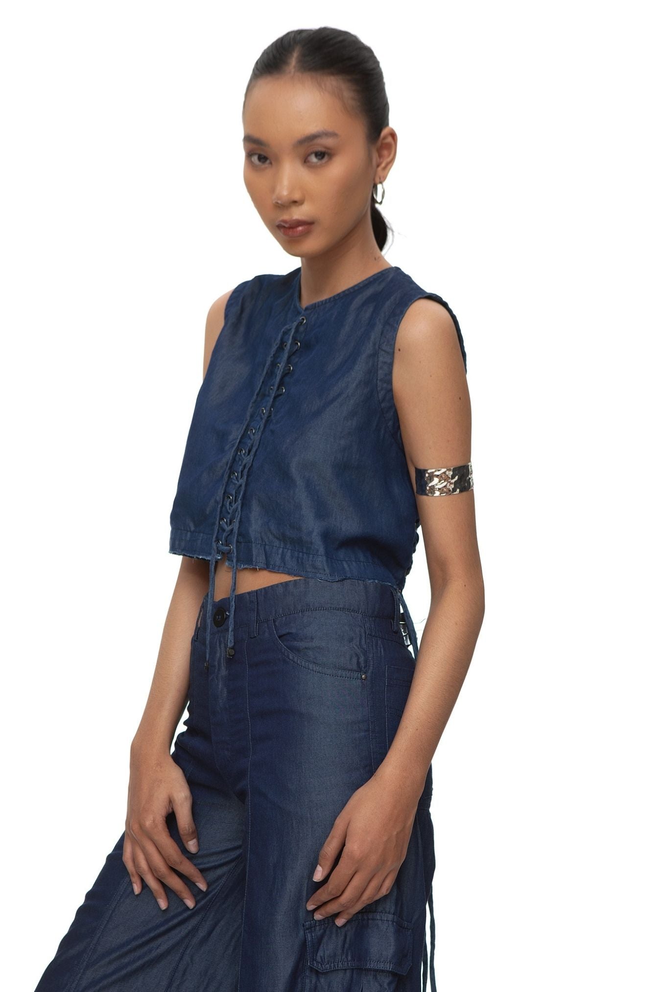 Tapa Lyocell Denim Crop Top