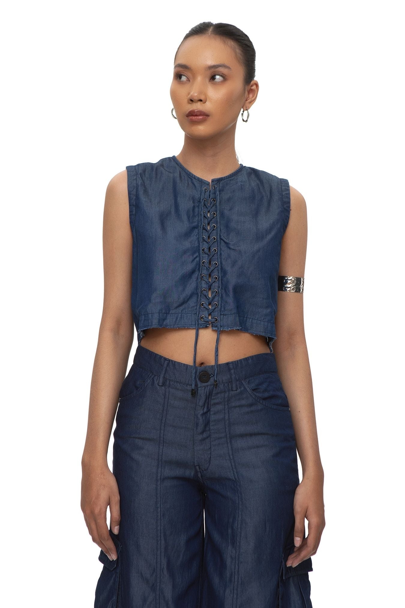 Tapa Lyocell Denim Crop Top