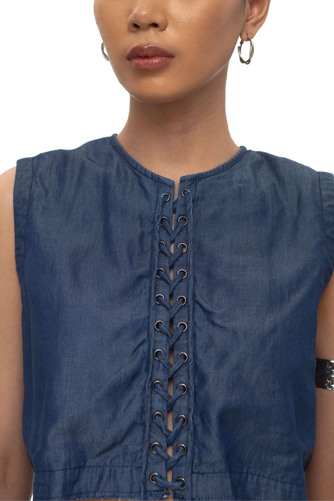 Tapa Lyocell Denim Crop Top